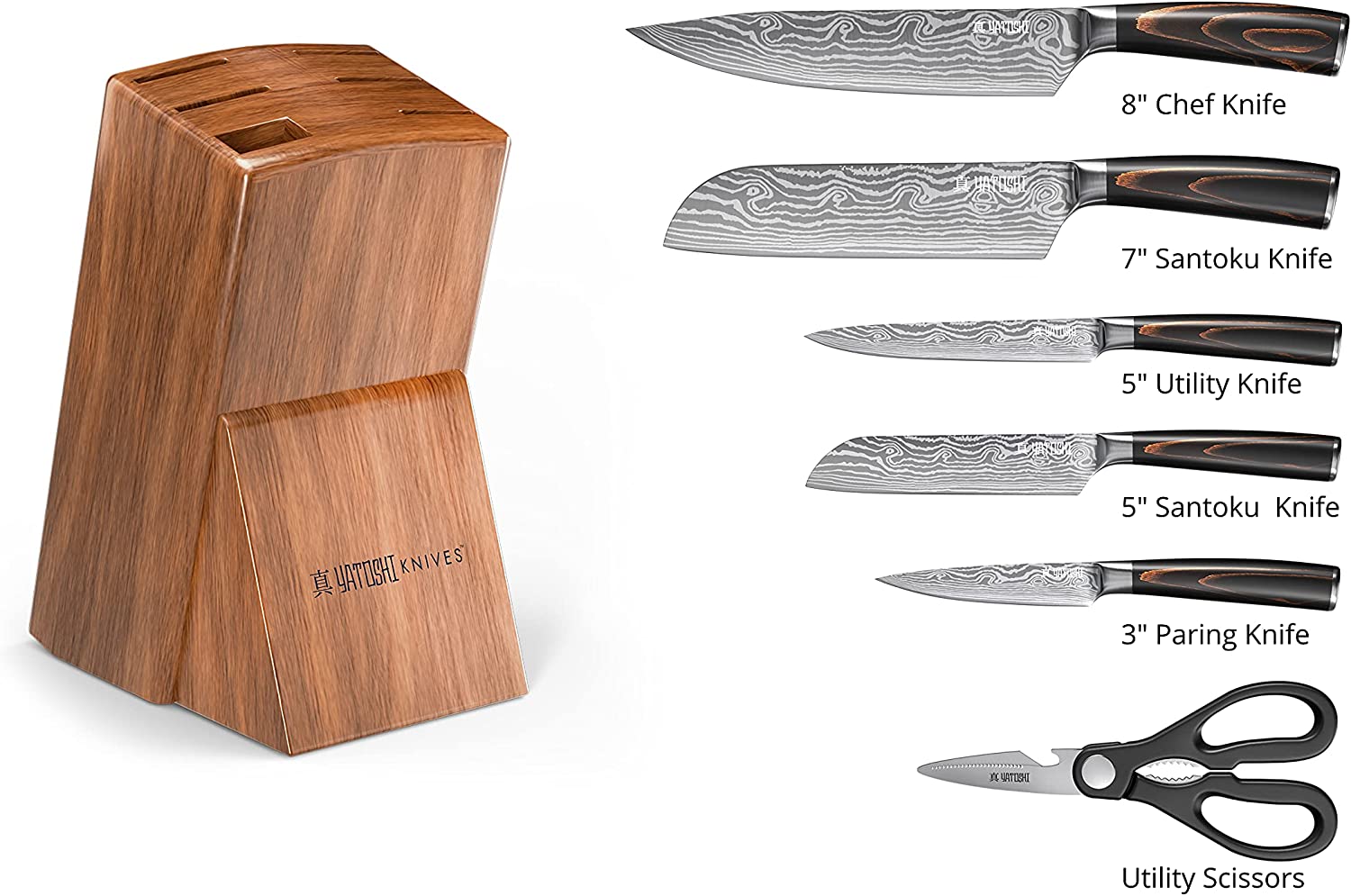 Yatoshi 13Pcs Knife Block-Pro Kitchen Knife Set Ultra Sharp High